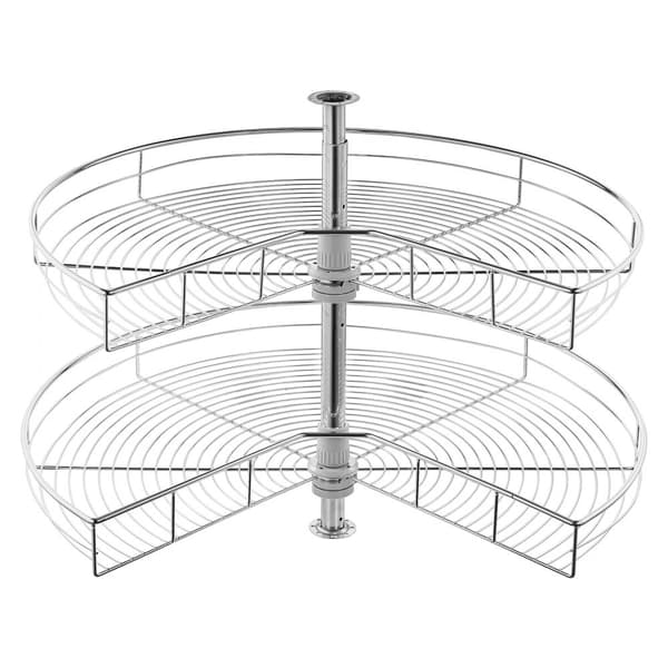 31 2-kerroksinen munuaisen muotoinen kromikulman järjestäjä, Lazy Susan kaappiverho, kääntyvä design