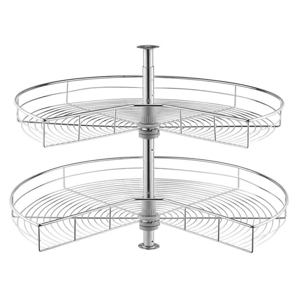 31 2-kerroksinen munuaisen muotoinen kromikulman järjestäjä, Lazy Susan kaappiverho, kääntyvä design