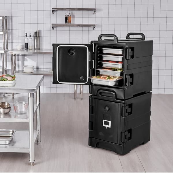 Isoleret Madpakket Transportkasse, Stabelbar Catering Opvaskeboks 81QTx, Pladsbesparende, Transportvenlig, Holdbar konstruktion