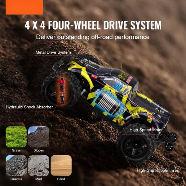 Kaukosäädettävä Auto 1:18, 4WD Maastoauto, Lasten Maastoauto, Kestävä & Korkealaatuinen