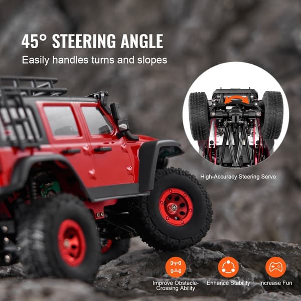 Kaukosäädettävä Auto, 1:24 Mittakaava, 4WD-Maastoauto Lapsille, Täysi Valaistus