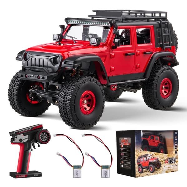 Kaukosäädettävä Auto, 1:24 Mittakaava, 4WD-Maastoauto Lapsille, Täysi Valaistus
