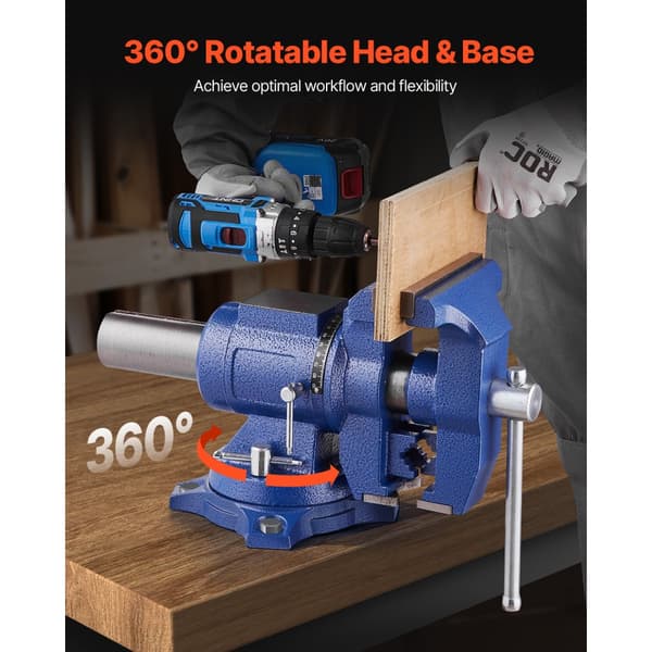 Multifunktionel Bænk Skruestik, 6-1/2, Heavy Duty Duktilt Jern, 360° Drejebase, holdbarhed og alsidighed