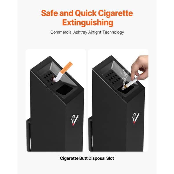 Cigaretskoddebeholder, Rustfrit stål vægmonteret, Elegance og holdbarhed, effektiv snodsbortskaffelse, Sort