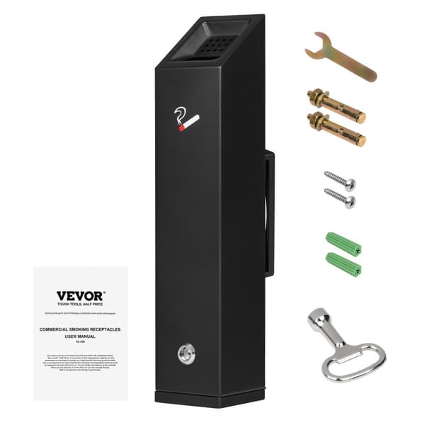 Cigaretskoddebeholder, Rustfrit stål vægmonteret, Elegance og holdbarhed, effektiv snodsbortskaffelse, Sort