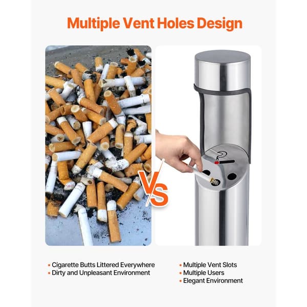 Cigarettfimpbehållare, Rostfritt Stål Cylinder, Silverfärgad Butt Avfallshantering