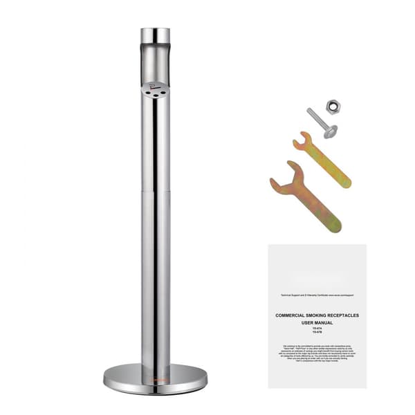 Cigarettfimpbehållare, Rostfritt Stål Cylinder, Silverfärgad Butt Avfallshantering