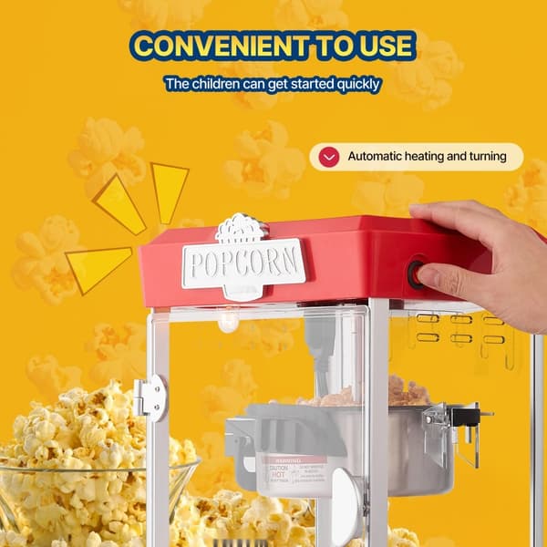 Popcornmaskin, Bordsskiva Popcorn Maker 480W, 4 oz, Klassisk Röd Design