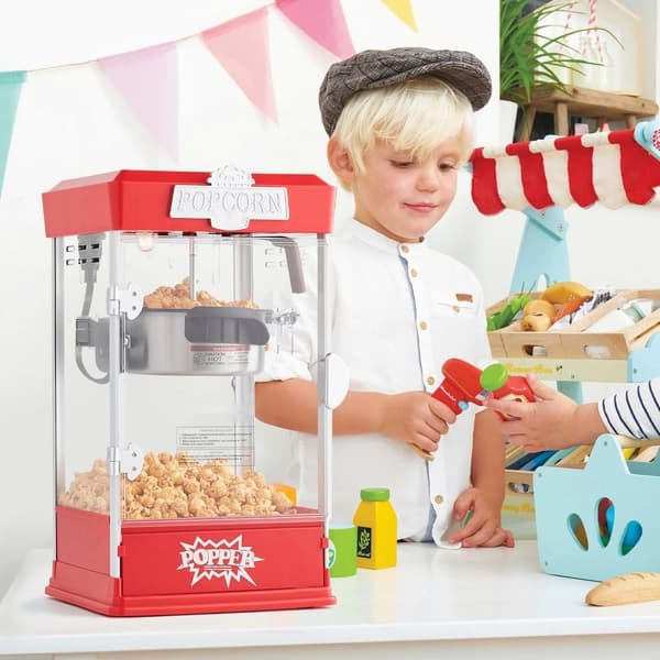 Popcornmaskin, Bordsskiva Popcorn Maker 480W, 4 oz, Klassisk Röd Design