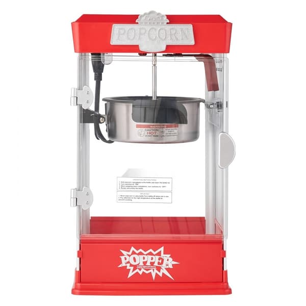 Popcornmaskin, Bordsskiva Popcorn Maker 480W, 4 oz, Klassisk Röd Design