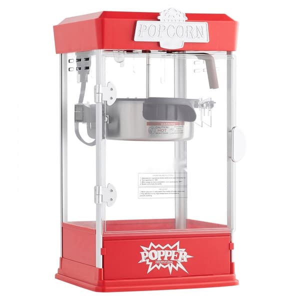 Popcornmaskin, Bordsskiva Popcorn Maker 480W, 4 oz, Klassisk Röd Design