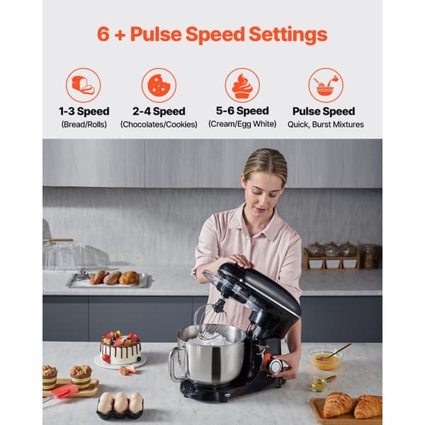 Sähköinen taikinasekoitin Stand Mixer 6 Quart, 1400W, 6+ nopeuden ruokavatkain