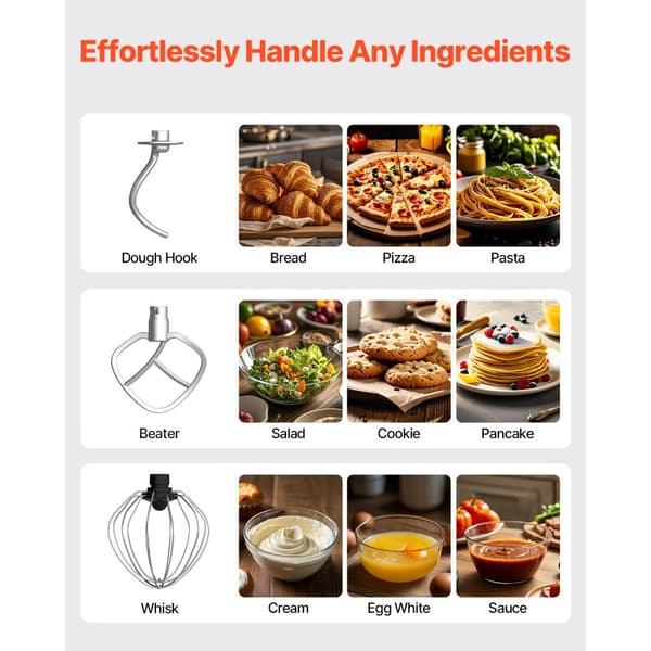 Sähköinen taikinasekoitin Stand Mixer 6 Quart, 1400W, 6+ nopeuden ruokavatkain