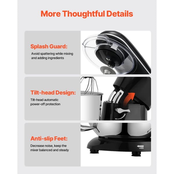 Sähköinen taikinasekoitin Stand Mixer 6 Quart, 1400W, 6+ nopeuden ruokavatkain