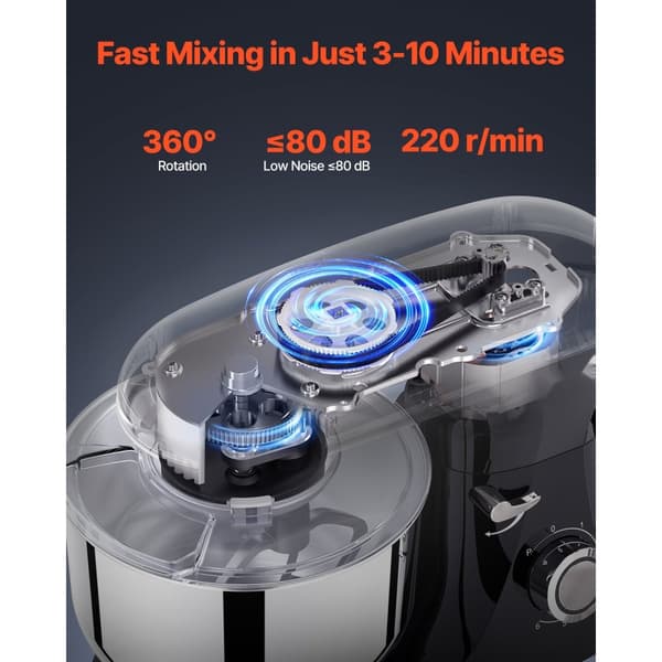 Sähköinen taikinasekoitin Stand Mixer 6 Quart, 1400W, 6+ nopeuden ruokavatkain