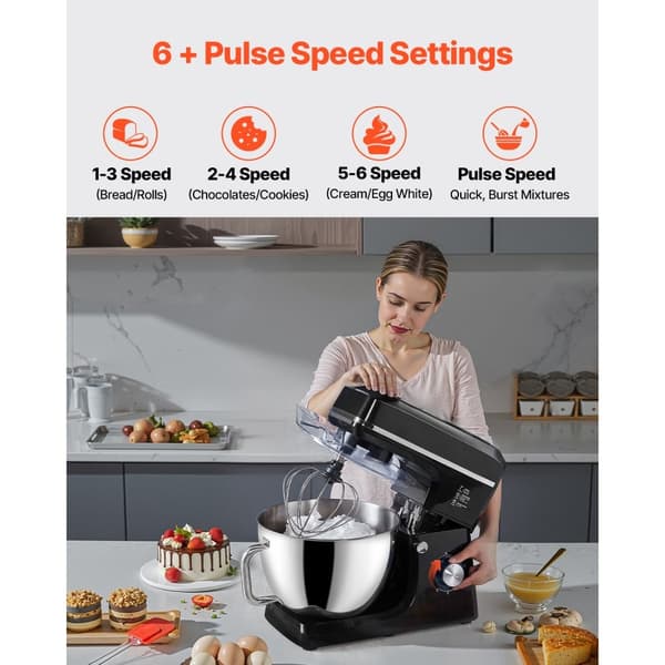 Ståmixer 8,3 QT, Elektrisk Degblandare 1400W, 6+ Hastigheter, Matvisp