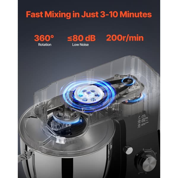 Ståmixer 8,3 QT, Elektrisk Degblandare 1400W, 6+ Hastigheter, Matvisp