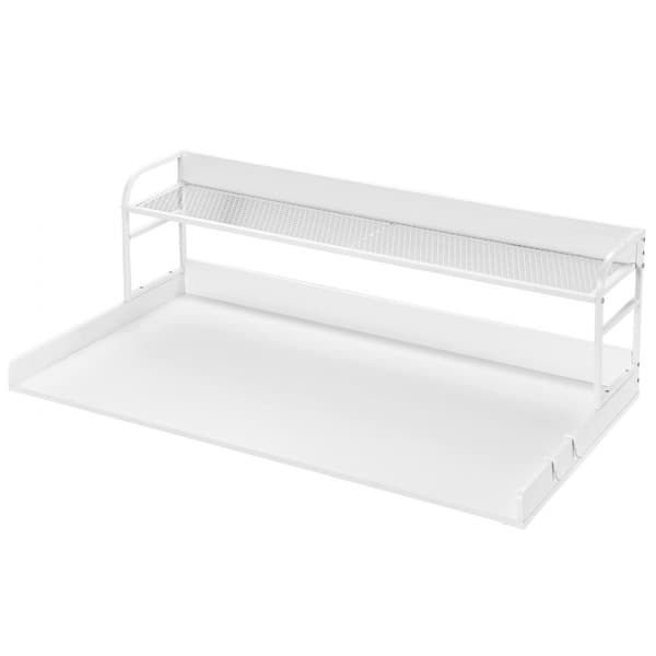 Vaskemaskine tørretumbler bordplade, 54x27, Træ, med hylde, hvid, holdbart betræk, pladsbesparende design