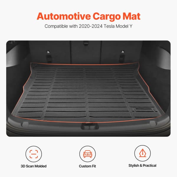 Cargo Mat, All Weather TPE, Custom Fit til Tesla Model Y 2020-2024, slidstærk, vandafvisende, skridsikker design