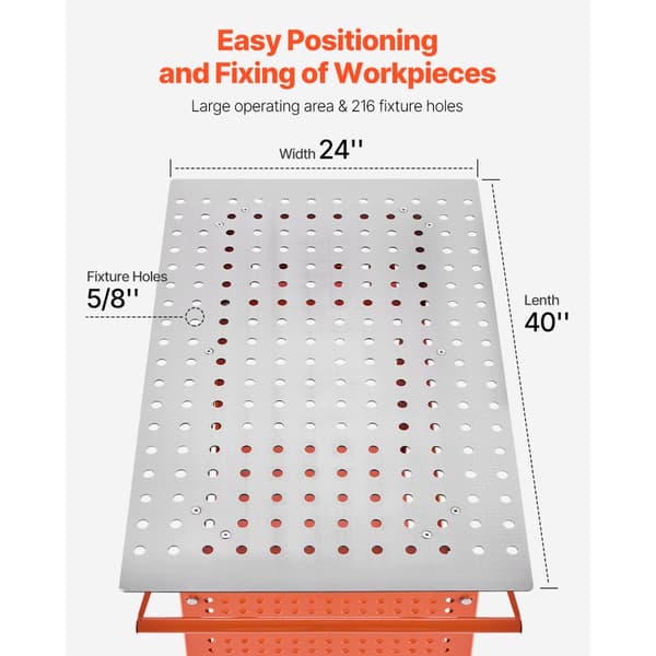 Svejsebord 40x24, Svejsearbejdsbænk, 800LBS statisk vægtkapacitet, robust og holdbar konstruktion