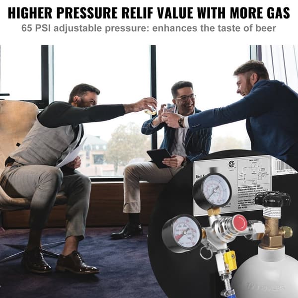 Dobbeltmålerregulator, CO2-regulatormåler 0-60 PSI, Heavy Duty, fadølsregulator med kontraventil, justerbar trykregulator til hjemmebryg