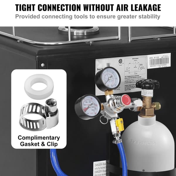 Dobbeltmålerregulator, CO2-regulatormåler 0-60 PSI, Heavy Duty, fadølsregulator med kontraventil, justerbar trykregulator til hjemmebryg
