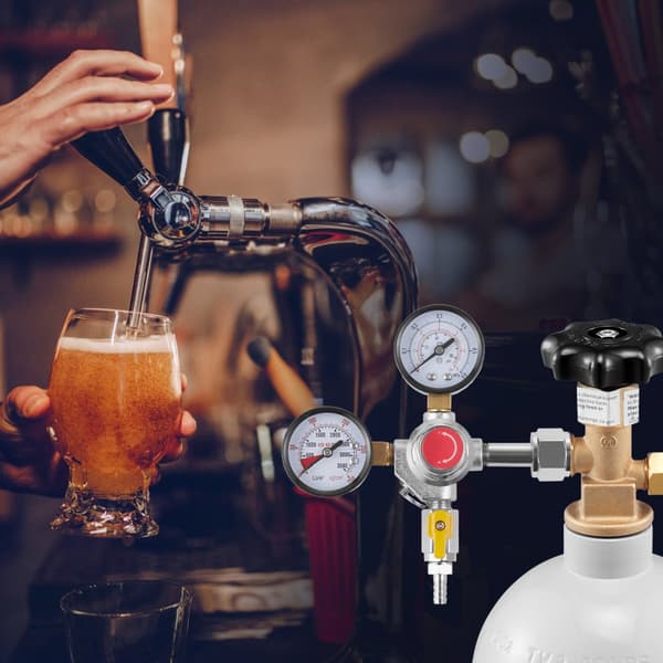 Dobbeltmålerregulator, CO2-regulatormåler 0-60 PSI, Heavy Duty, fadølsregulator med kontraventil, justerbar trykregulator til hjemmebryg