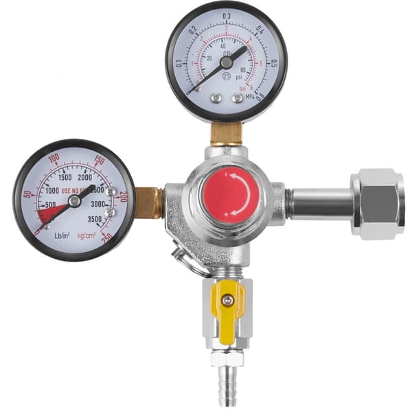 Dobbeltmålerregulator, CO2-regulatormåler 0-60 PSI, Heavy Duty, fadølsregulator med kontraventil, justerbar trykregulator til hjemmebryg