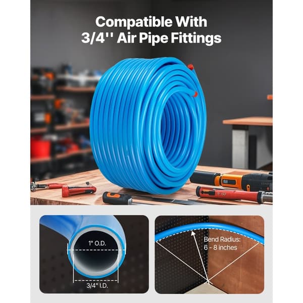 Ilmakompressori Linjasto 3/4 x 300FT, HDPE/alumiini ilmaputkijärjestelmä, sininen