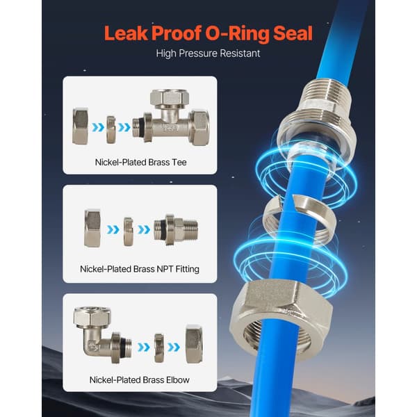 Luftkompressor Linjesæt 3/4'' x 100FT HDPE/Aluminium, Blå, holdbart, fleksibelt, højtrykssystem