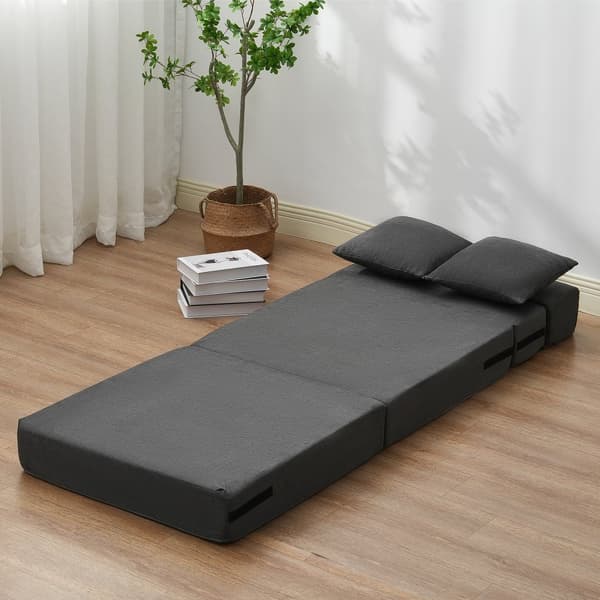 Foldbar sovesofa 3-i-1, med 2 puder, mørkegrå, pladsbesparende design, multifunktionel og komfortabel