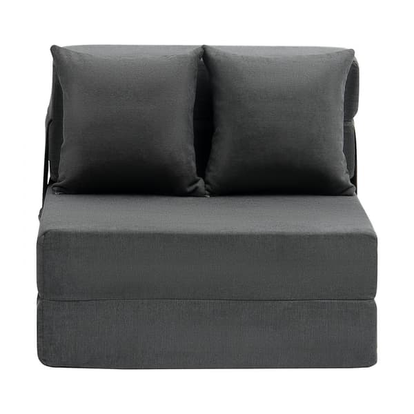 Foldbar sovesofa 3-i-1, med 2 puder, mørkegrå, pladsbesparende design, multifunktionel og komfortabel