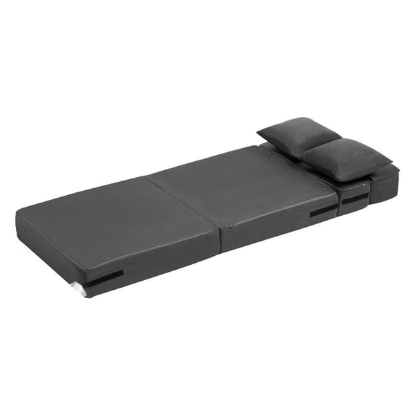 Foldbar sovesofa 3-i-1, med 2 puder, mørkegrå, pladsbesparende design, multifunktionel og komfortabel
