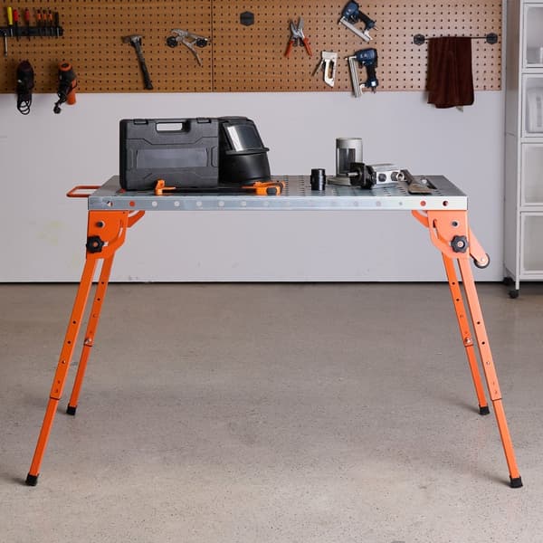 Svejsebord 44 x 21 500LBS, Sammenfoldelig arbejdsbænk, 4-niveau justerbar højde, robust og pladsbesparende design