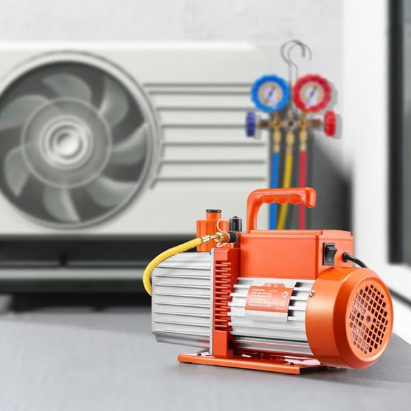 Tyhjiöpumppu 9 CFM, HVAC 2-vaiheinen pyöriväsiipipumppu, öljy mukana