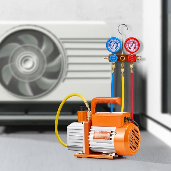 4,5 CFM HVAC Enkelttrins Roterende Vingevakuumpumpe, Manifoldmålersæt, Effektiv vakuumudtræk, høj pålidelighed, letvægtsdesign