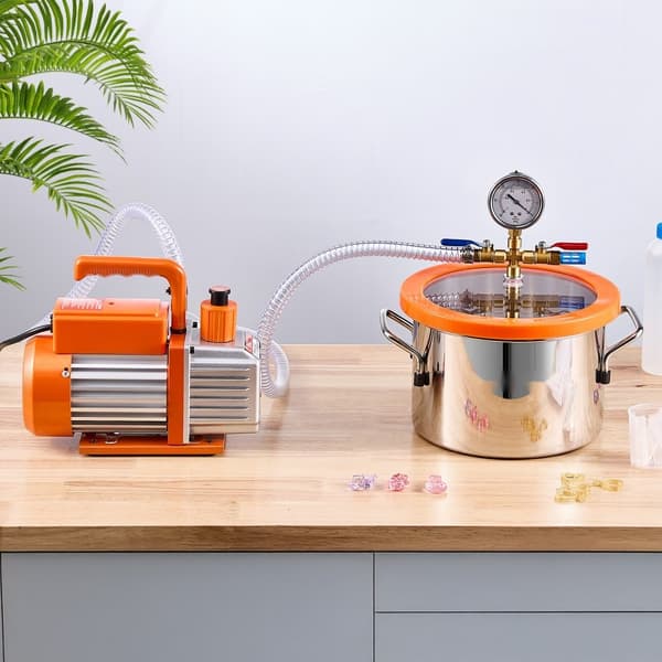 Vakuumkammer 1,5 gallon, 3,5CFM pumpe, enkelttrins, effektiv affugtning, ideel til hobbyprojekter, kommerciel brug