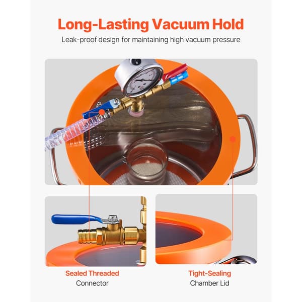 5-gallon vakuumkammer, 3.5CFM enkelttrins pumpe, effektiv afgasning, holdbar konstruktion, ideal til DIY projekter