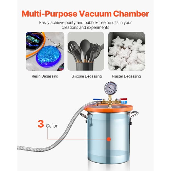 Vakuumkammer 1,5 gallon, 3,5CFM enkelttrins pumpe, effektiv luftudtrækning, kompakt og holdbar design