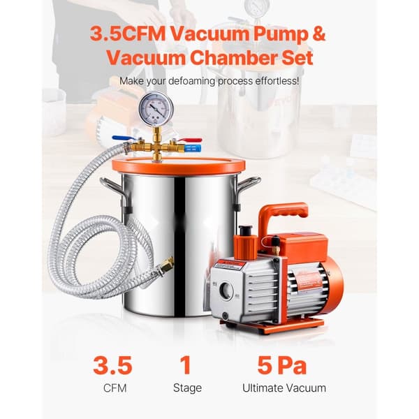 Vakuumkammer 1,5 gallon, 3,5CFM enkelttrins pumpe, effektiv luftudtrækning, kompakt og holdbar design