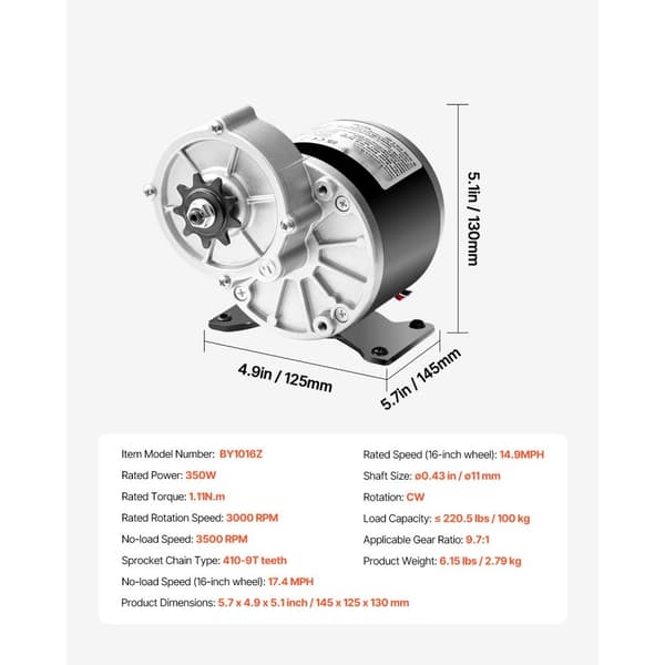 350W elektrisk DC-motor, 24V 3000rpm, kraftfuld motor til E-Bike og Dirt Bike DIY, effektiv og holdbar