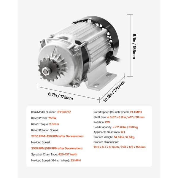 Sähköharjaton Tasavirtamoottorisarja 750 W, 48 V 2700 rpm, päivitetty ohjain