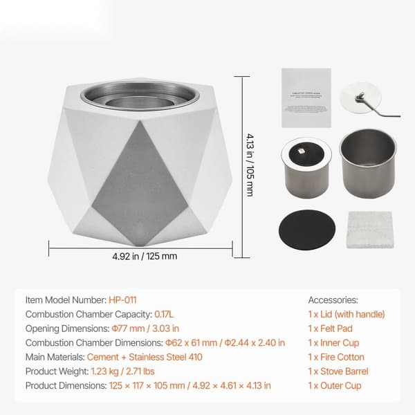 Bordplade Fire Pit Bowl, Betonpejs til Indendørs og Udendørs Brug, Holdbar, Moderne Design, Perfekt til Patio