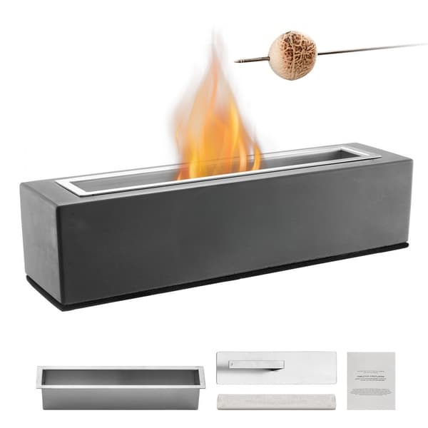 Bordplade 15 Tommer Fire Pit Bowl, Beton Pejs, Indendørs & Udendørs, Perfekt til Patio, Holdbar og Stilfuld
