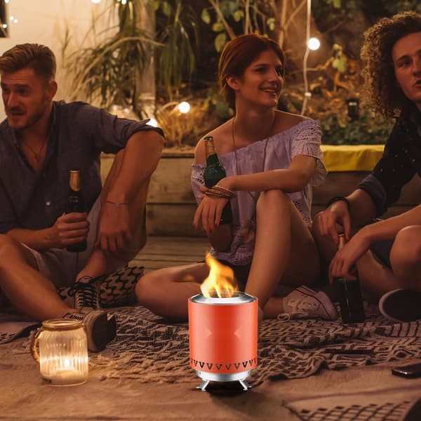 Bordsskiva Eldstad Fire Pit, 6 tum, Rostfritt stål, Användbar inomhus och utomhus, Röd