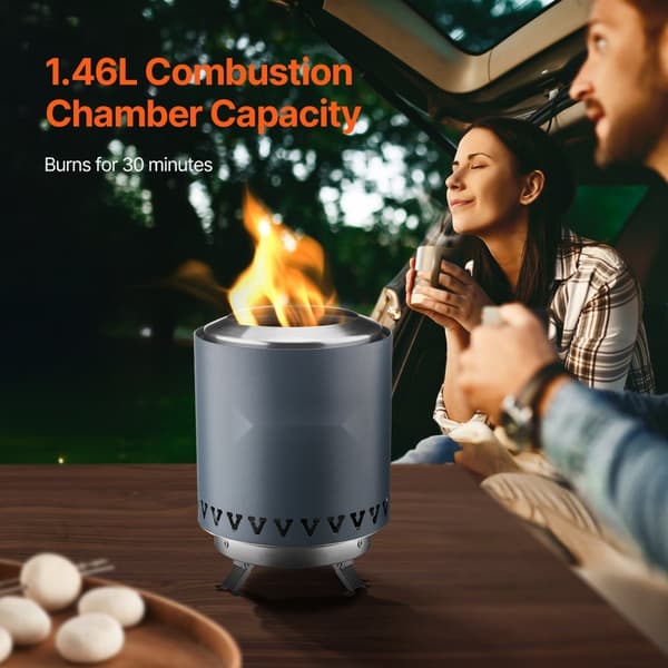 Bordplade Fire Pit, 6 tommer rustfrit stål, indendørs/udendørs, blå, bærbar, holdbar, moderne design