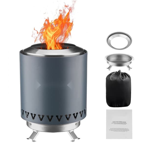 Bordplade Fire Pit, 6 tommer rustfrit stål, indendørs/udendørs, blå, bærbar, holdbar, moderne design