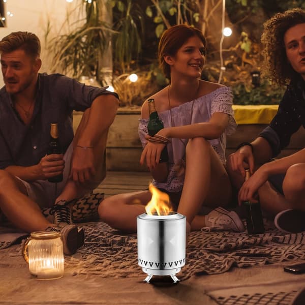 Bordplade Fire Pit 6 tommer, Rustfrit stål, Indendørs/udendørs, Holdbar, Elegant design, Sølv