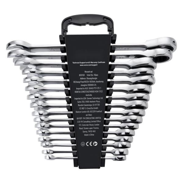 Kombinationsnøglesæt 16-delt, Metrisk 8 mm til 24 mm, Med organiseringsstativ, holdbar, ergonomisk design