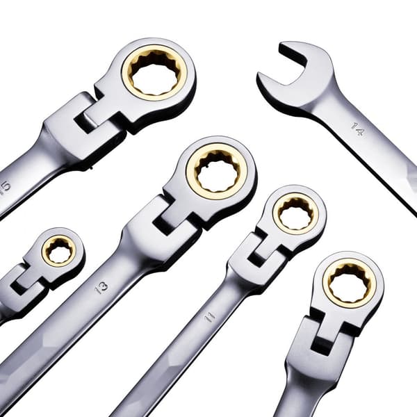 Flex-Head Skraldenøgle Sæt, 8 PC Metrisk 8 mm-17 mm, med Roll-up Taske, slidstærk og kompakt design